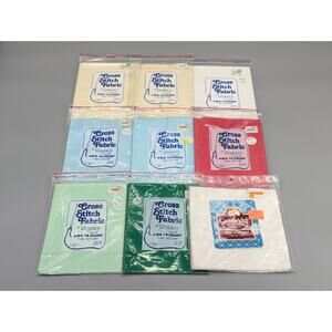 Regency Cambridge Cross Stitch Fabric Lot Blue Green Red White Beige Lot of 9